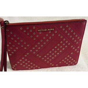 Michael Kors pink studded Women's Clutch Wristlet bag Purse Handbags 9x7 inches